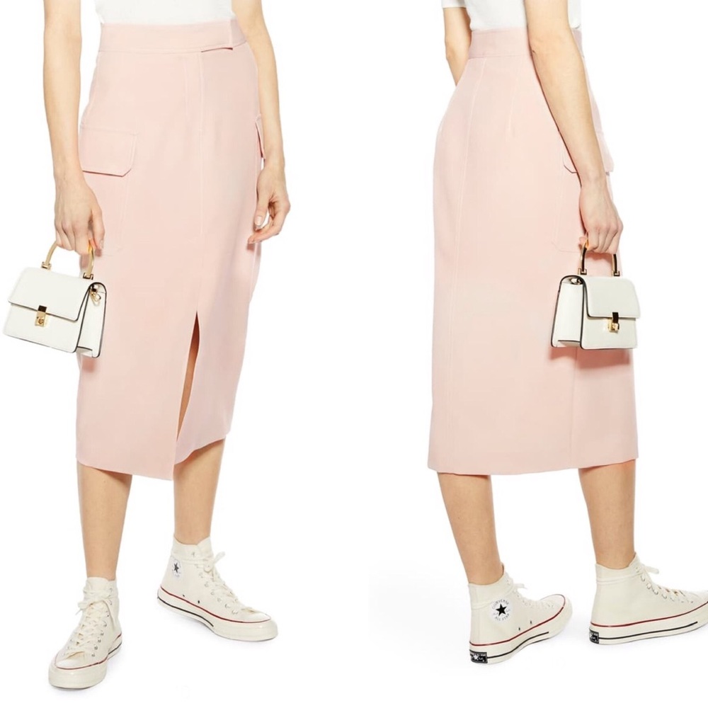 TOPSHOP Utility Midi Skirt with pockets & Sz 6